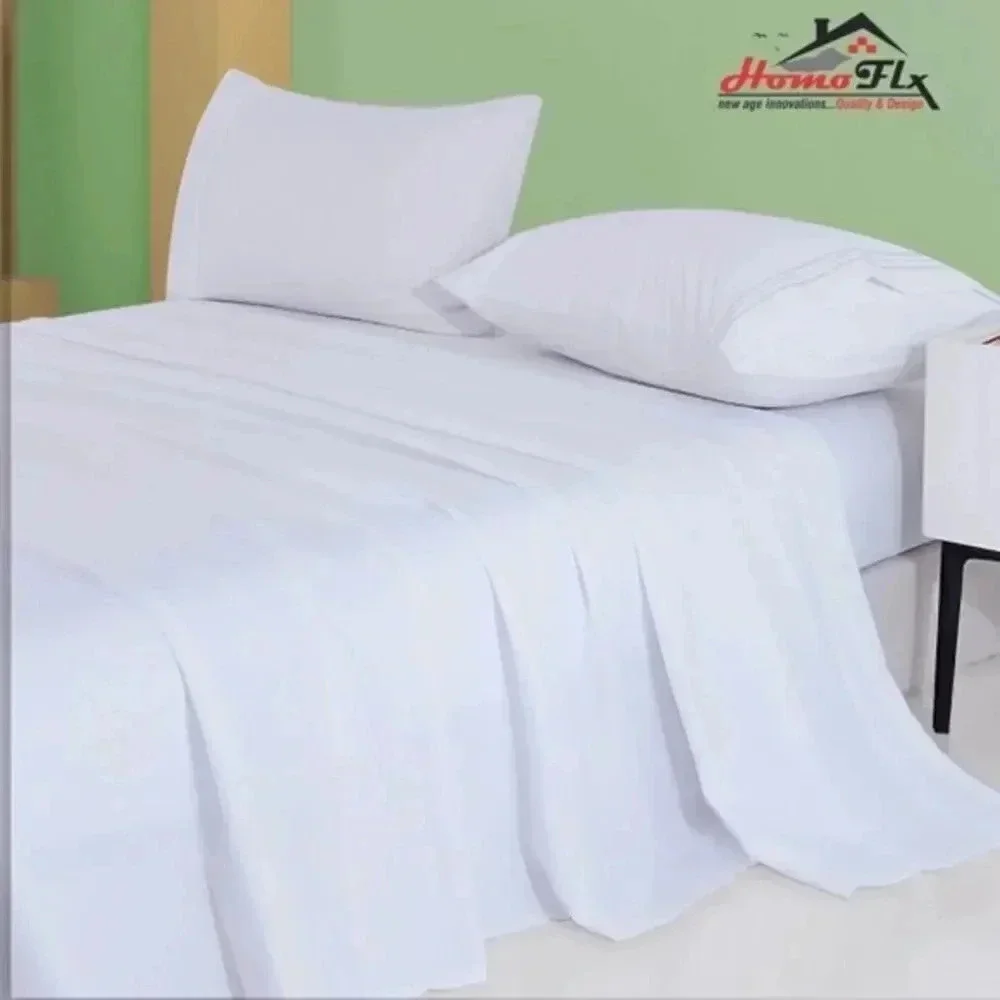 HomoFLx Microfiber 1800 Thread Count White  4 Pieces Bed Sheets Set size Queen
